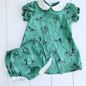 The Beaufort Bonnet Company Green Duck Print Dress Set